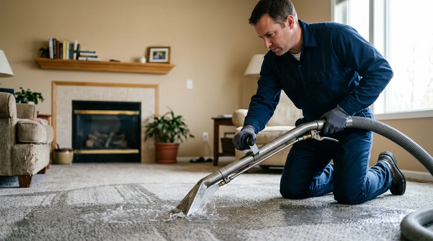 Water damage restoration technician working near Rochert, MN